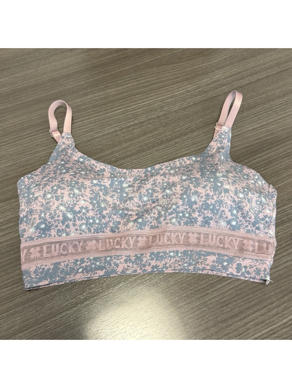 Lucky Brand Sports Bra Adjustable Strap Wireless  Bralette Size Medium Flowers